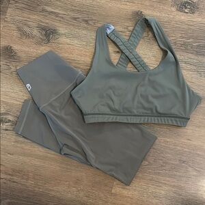 Born Primitive: Olive Green Sports Bra and Leggings Set